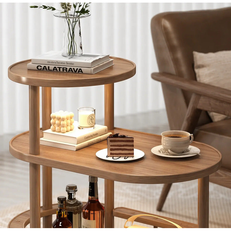 Mesa Auxiliar De Madera Con Ruedas Carrito De Bar Moderno