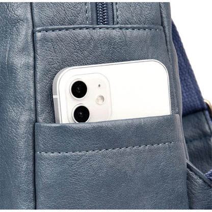 Mochila Dama Bolso Mujer Cuerina Eco Cuero Bolsillo Solapac3