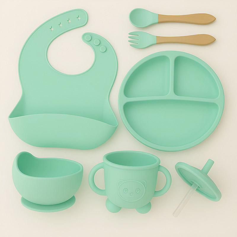 Set De Alimentación Bebe Vajilla De Silicona Varios Colores