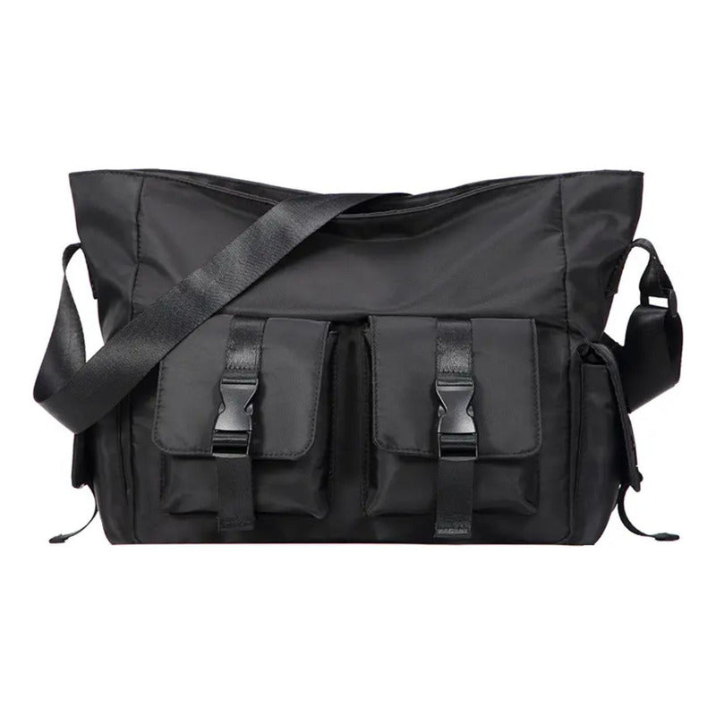 Bolso Bandolera Cruzada Impermeable Urbana Morral Unisex Negro Liso