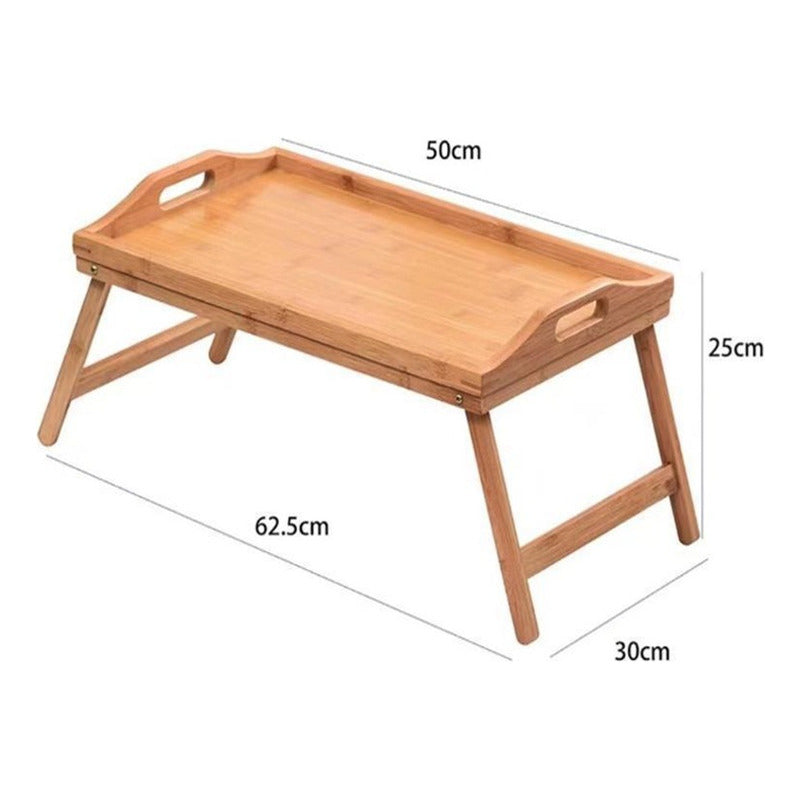Bandeja Mesa Desayunador De Bambú Patas Plegables 50x30cm Madera