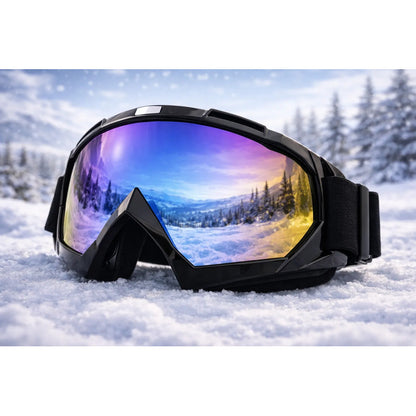 Antiparras Moto Anteojos Motocross Nieve Deporte Premium Negro Tornasolado Azul Unico