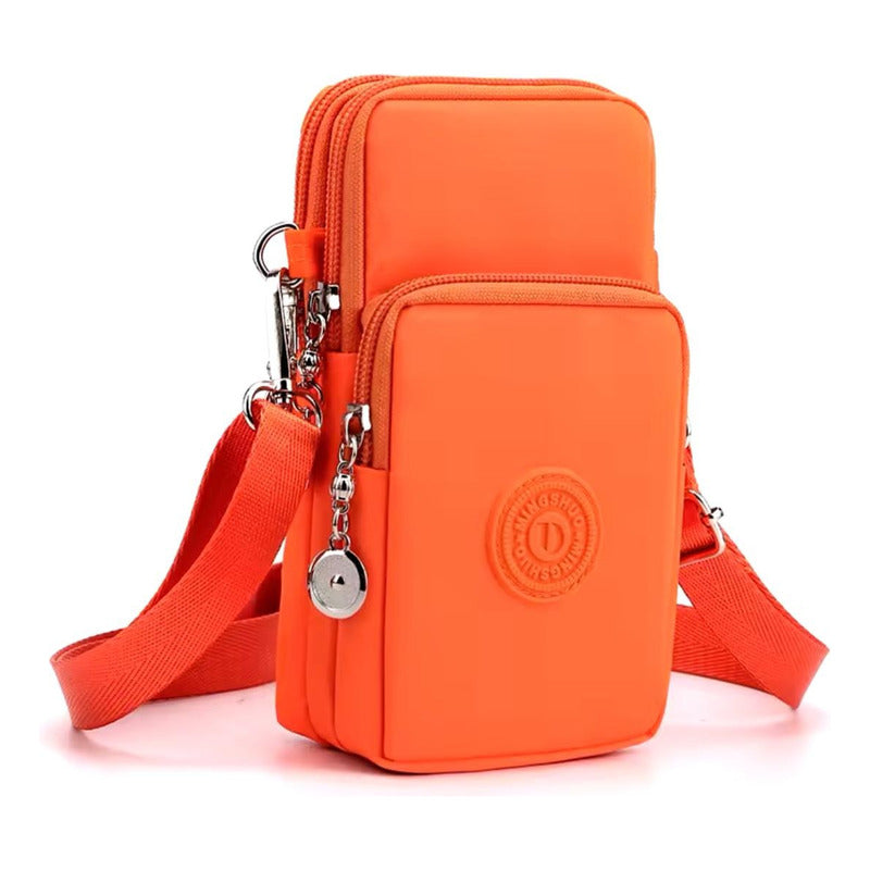 Morral Bandolera Unisex Pequeña Para Celular Varios Colores Naranja