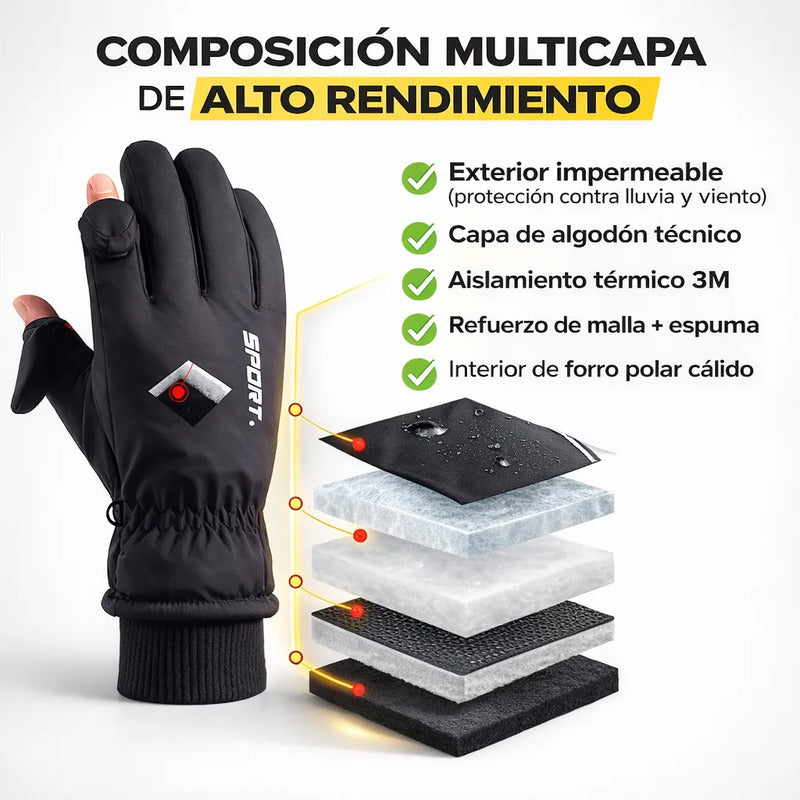 Guantes Térmicos Invierno Impermeables Para Moto Bici Nieve Gris Xl