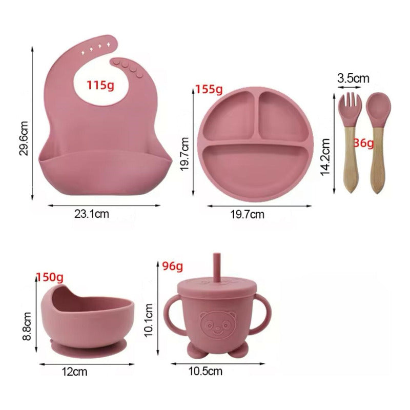 Set De Alimentación Bebe Vajilla De Silicona Varios Colores