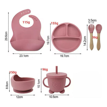 Set De Alimentación Bebe Vajilla De Silicona Varios Colores