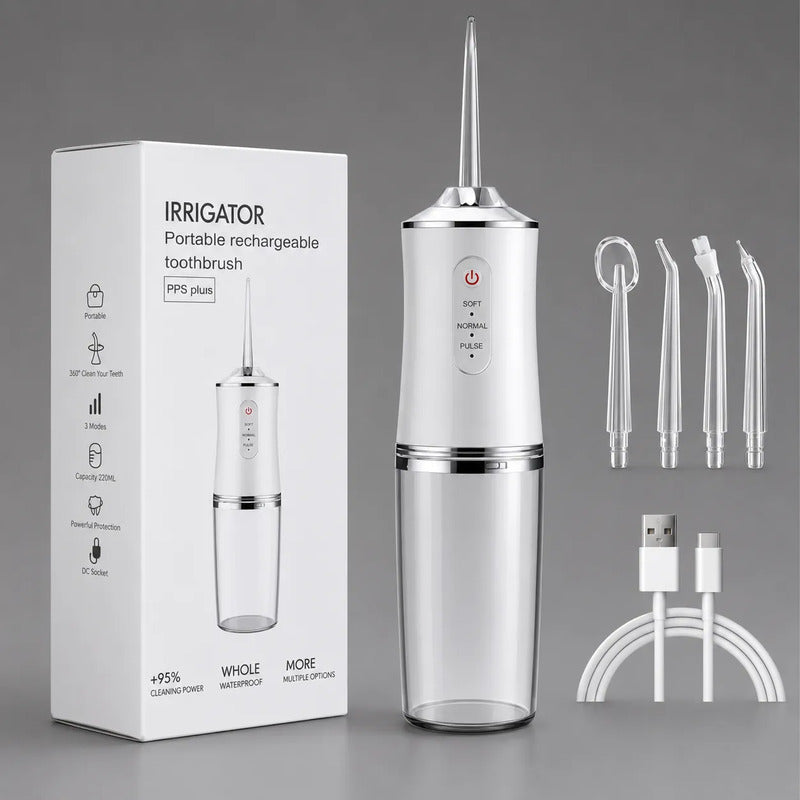 Irrigador Bucal Portátil Limpieza Dental Recargable 4 En 1 Blanco