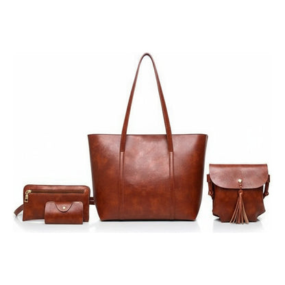 Set De Cartera X4 Bolso Monedero Billetera Eco Cuero Dama 1