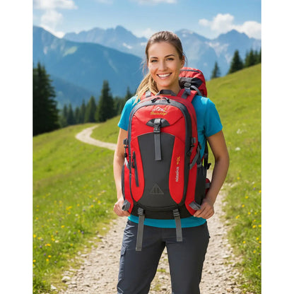 Mochila Deportiva Impermeable Reforzada Camping Trekking 40l Rojo Liso