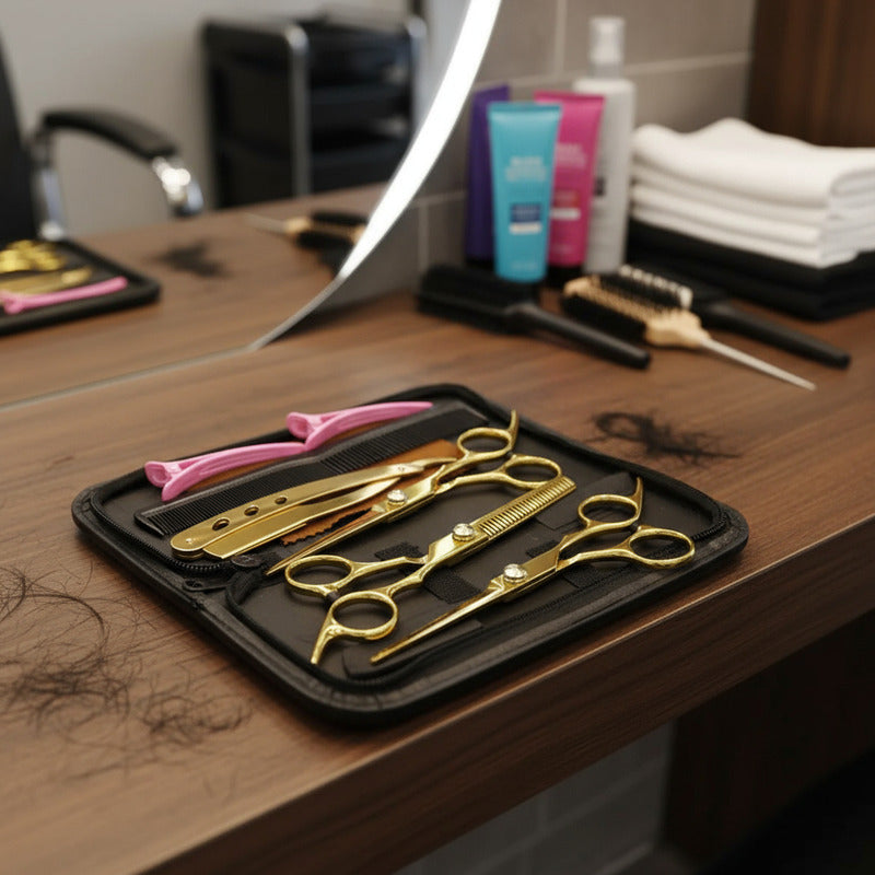 Tijeras De Peluqueria Profesional Set X3 Con Estuche
