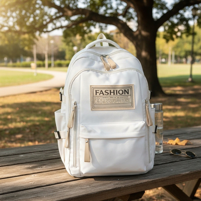 Mochila Escolar Impermeable Urbana Unisex Viaje Resistente Blanco