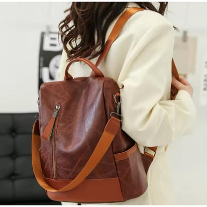 Mochila Mujer Eco Cuero Antirrobo Grande Moda Casual Urbana