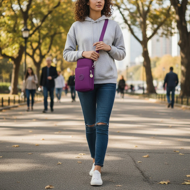 Morral Bandolera Unisex Pequeña Para Celular Varios Colores Violeta