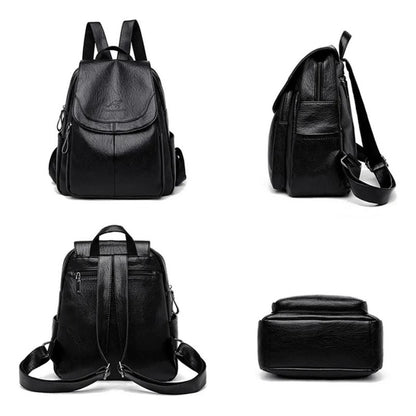 Mochila Dama Bolso Mujer Cuerina Eco Cuero Bolsillo Solapac3