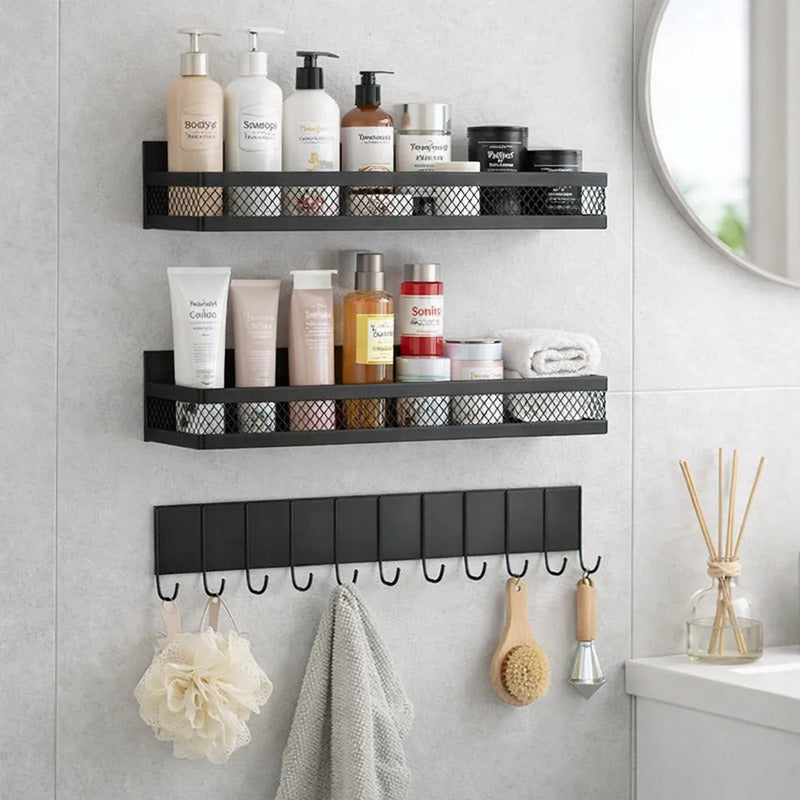 Organizador De Cocina Estante Magnético Set X 3 Resistente Negro
