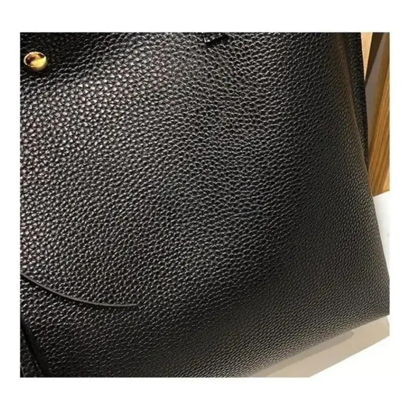 Cartera Mujer Bolso Dama Grande De Mano Cuerina Eco Cuero 1 Azul Acero Lisa