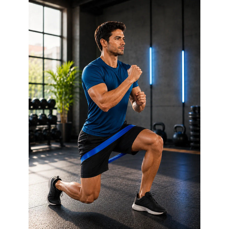 Set 5 Bandas Elásticas De Resistencia Fitness Con Bolso Azul