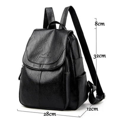 Mochila Dama Bolso Mujer Cuerina Eco Cuero Bolsillo Solapac3