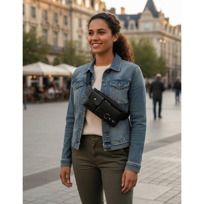 Riñonera Morral Casual Eco Cuero Cuerina Unisex Hebillas 1