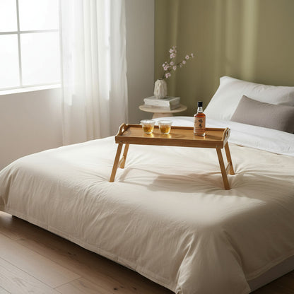 Bandeja Mesa Desayunador De Bambú Patas Plegables 50x30cm Madera