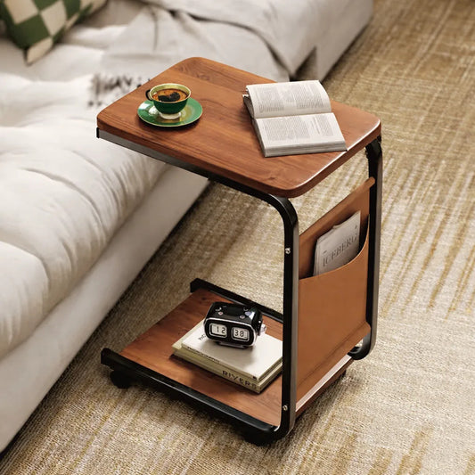 Mesa Auxiliar De Arrime Con Ruedas Para Sofá Cama Madera
