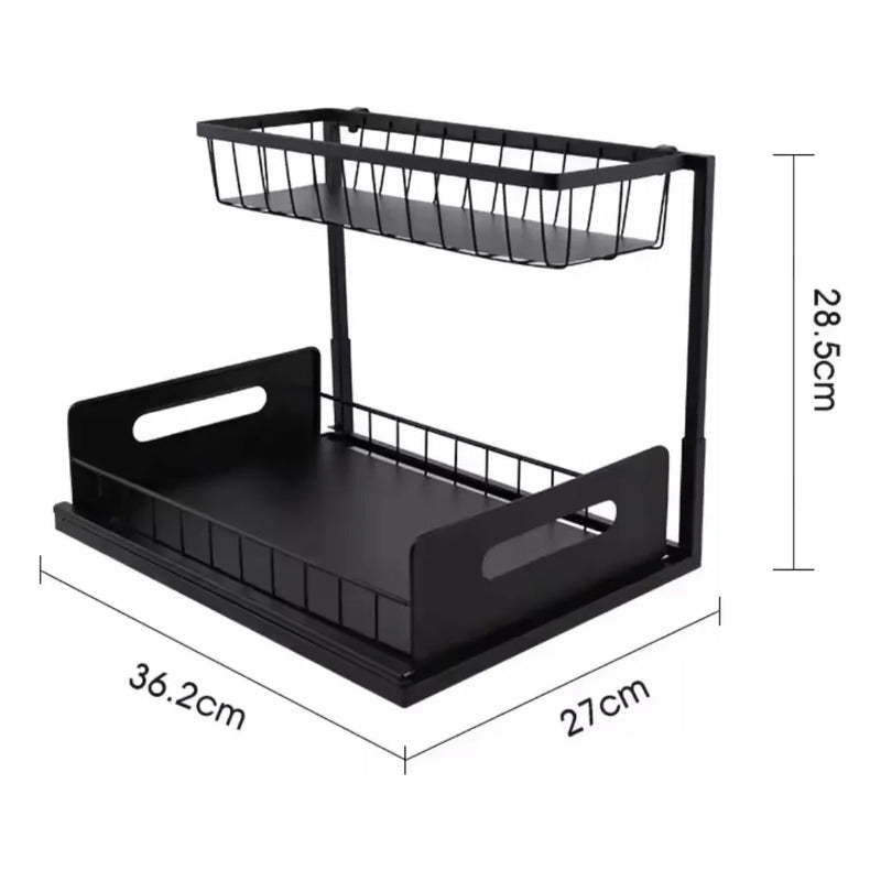Organizador De Cocina Bajo Mesada Deslizante Multiuso Baño Negro