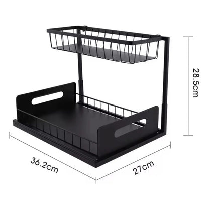 Organizador De Cocina Bajo Mesada Deslizante Multiuso Baño Negro