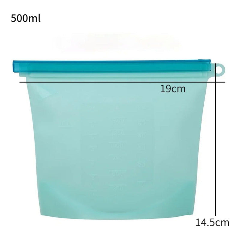 Bolsas De Silicona X4 Conserva Alimentos Reutilizable 500ml