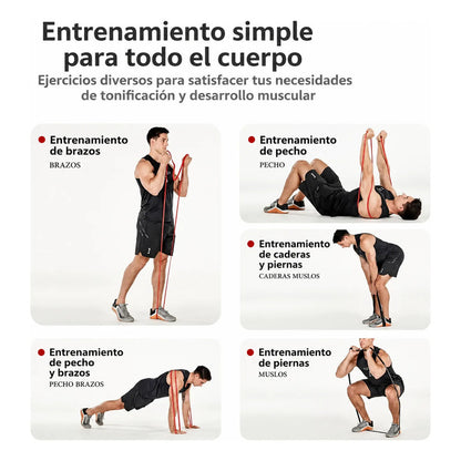Set Bandas Elásticas De Resistencia Para Entrenamiento Multicolor