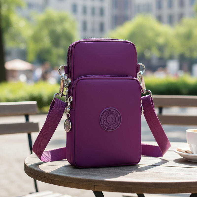 Morral Bandolera Unisex Pequeña Para Celular Varios Colores Violeta