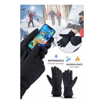 Guantes Térmicos Invierno Impermeables Para Moto Bici Nieve Negro Xl
