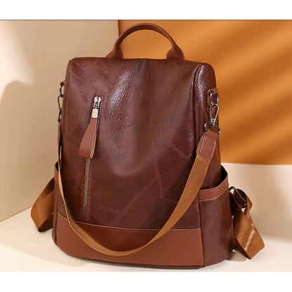 Mochila Mujer Eco Cuero Antirrobo Grande Moda Casual Urbana