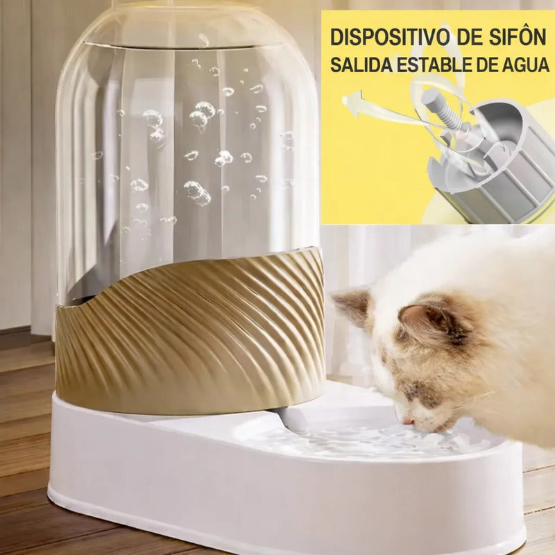Bebedero Y Comedero Automático Mascotas Perro Gato Premium Gris