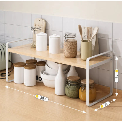 Estante Organizador De Cocina Resistente Para El Hogar Blanco Y Madera