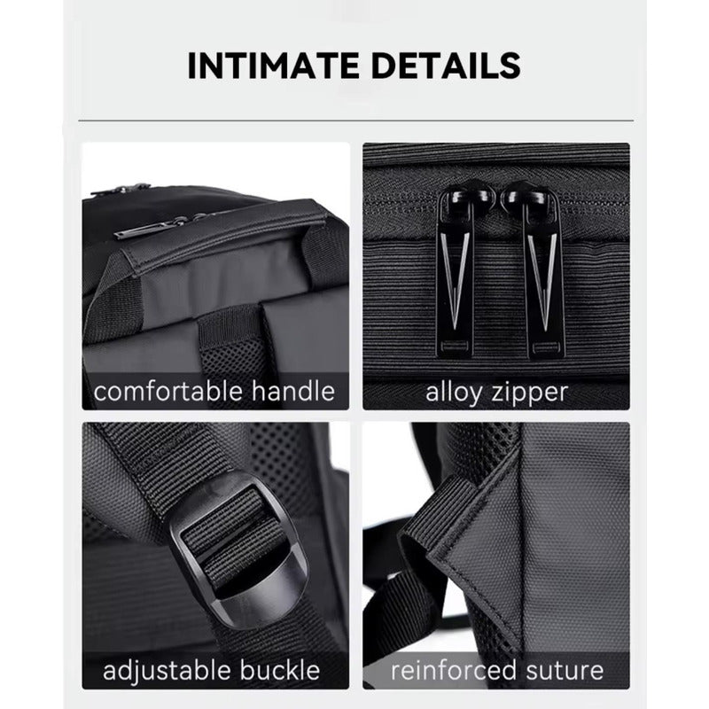 Mochila Impermeable Urbana De Viaje Para Notebook Unisex Negro Liso