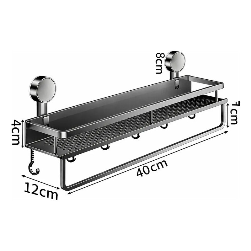 Organizador De Ducha Para Baño Con Ventosa Resistente Gris Oscuro