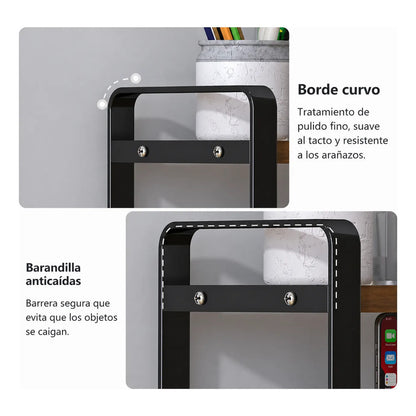 Estante Organizador De Cocina Resistente Para El Hogar Negro Y Madera