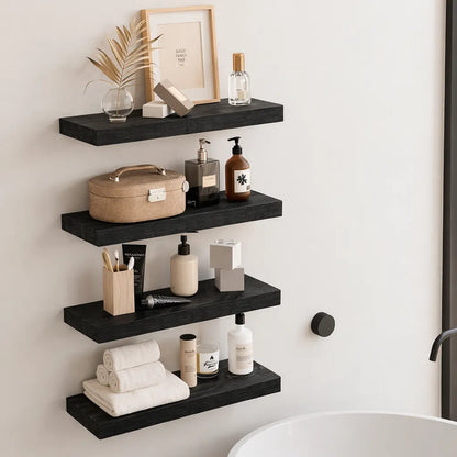 Estante Flotante De Madera Repisa X2 Und Decoracion Pared Negro