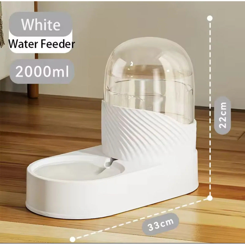 Bebedero Y Comedero Automático Mascotas Perro Gato Premium Blanco