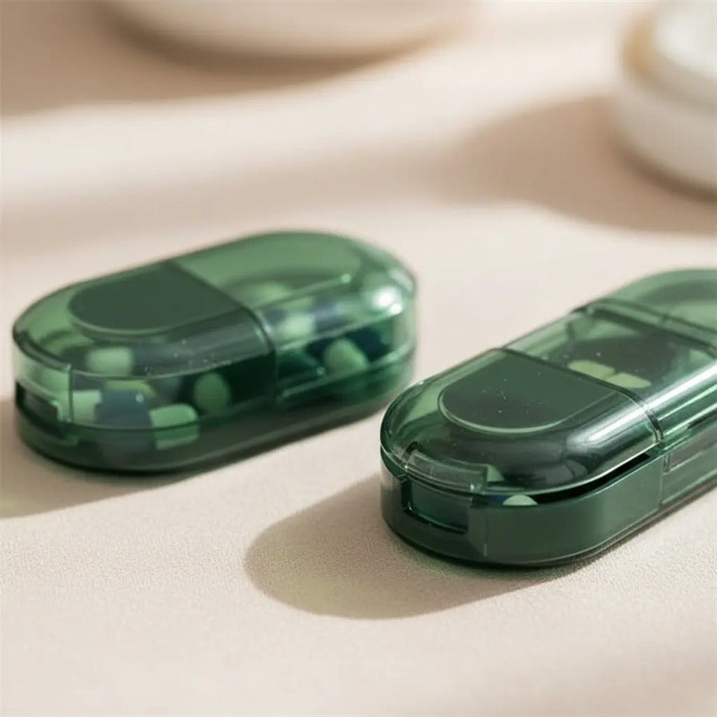 Pastillero Corta Pastilla Porta Medicamentos Uso Diario 1 Verde Oscuro