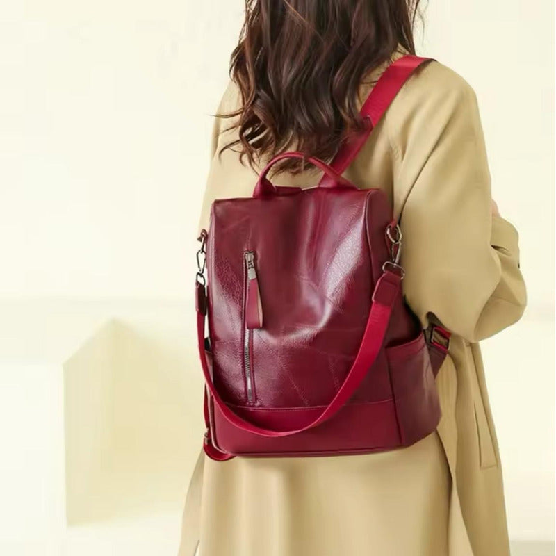 Mochila Mujer Eco Cuero Antirrobo Grande Moda Casual Urbana