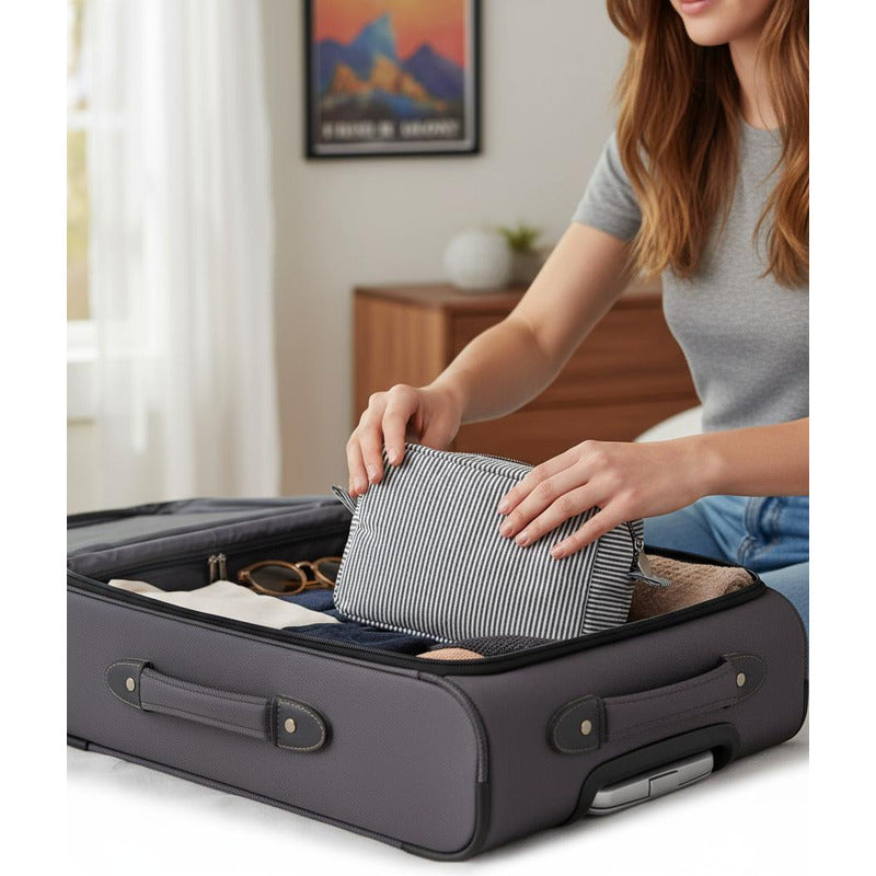 Neceser De Tela Organizador De Viaje Porta Cosméticos Dama