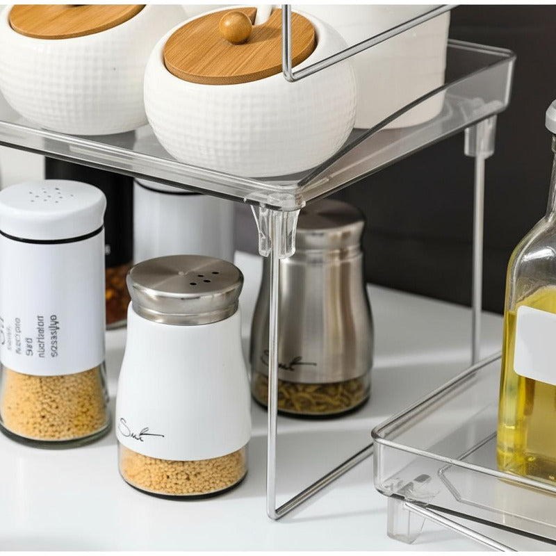 Estante De Acrilico Transparente X2 Cocina Baño Escritorio Transparente