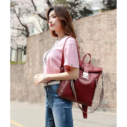 Mochila Cartera Bolso Antirrobo Eco Cuero Moda Dama Numérica