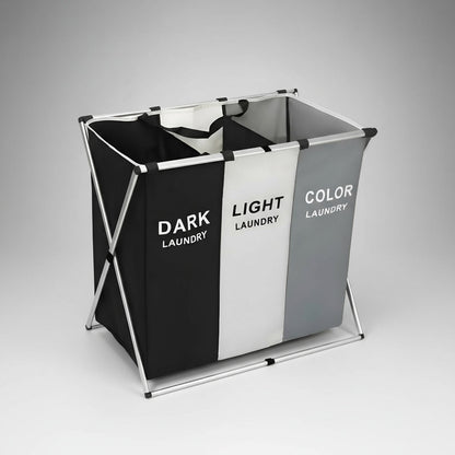Canasto Ropa Sucia Cesto Organizador Plegable 3 Divisiones Blanco Negro Y Color 3 Divisiones