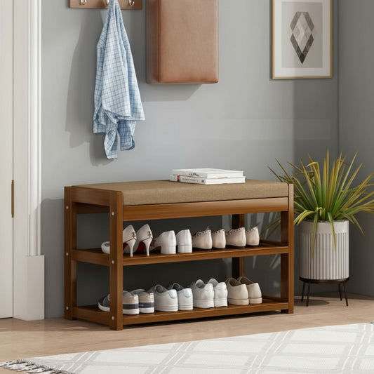 Zapatera Con Repisa 2 Estantes Para Dormitorio Living 80cm Marrón