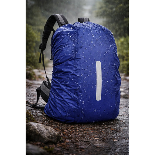 Funda Protectora Impermeable Para Mochila 55lts Reflectante Azul Liso