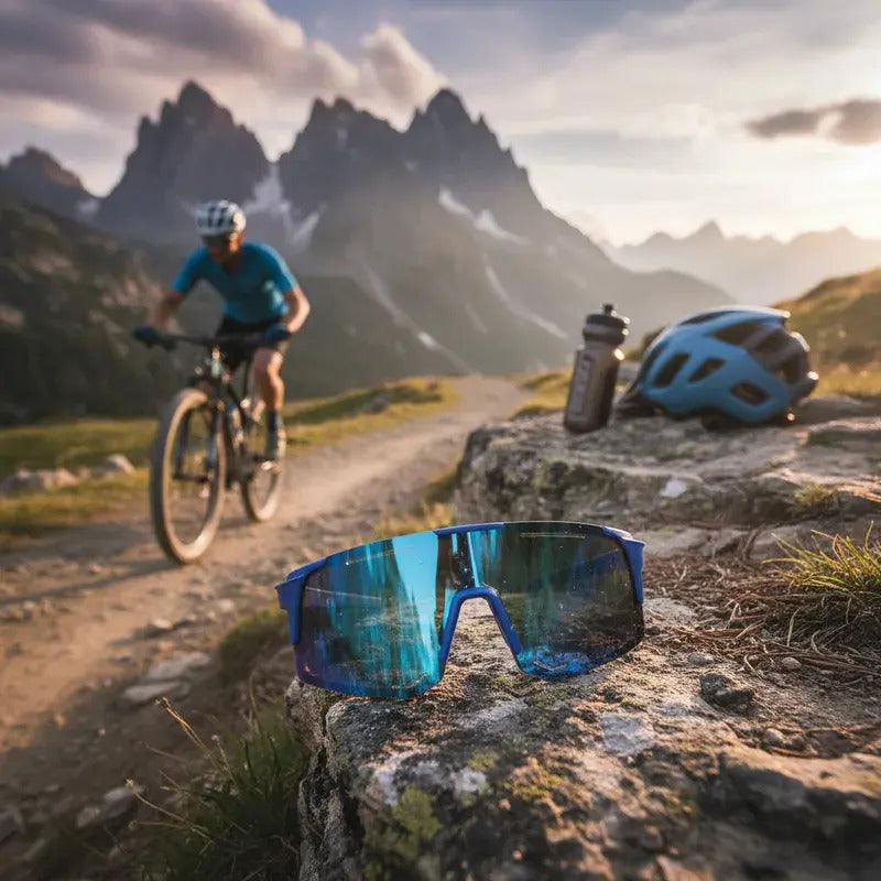 Lentes De Ciclismo Deporte Polarizados Protección Uv Unisex  Tornasolado Azul