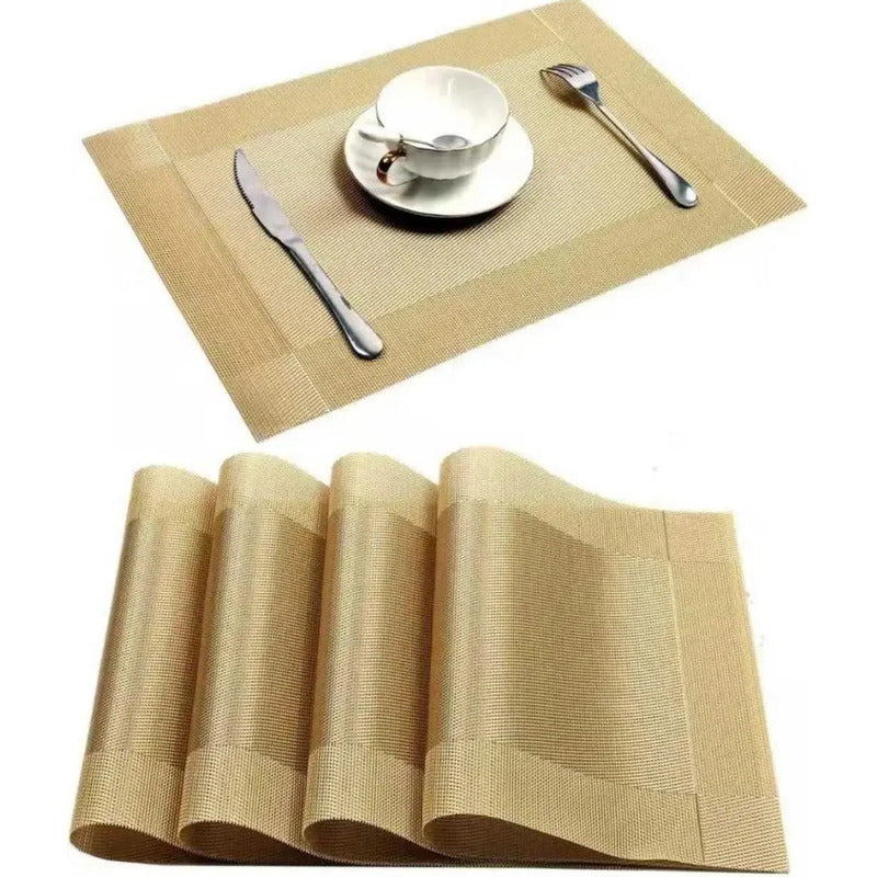 Mantel X4 Und Individual Mesa 45x30cm Antideslizante Dorado Lisa
