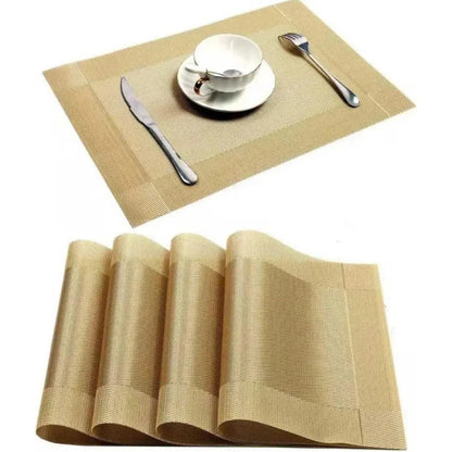 Mantel X4 Und Individual Mesa 45x30cm Antideslizante Dorado Lisa